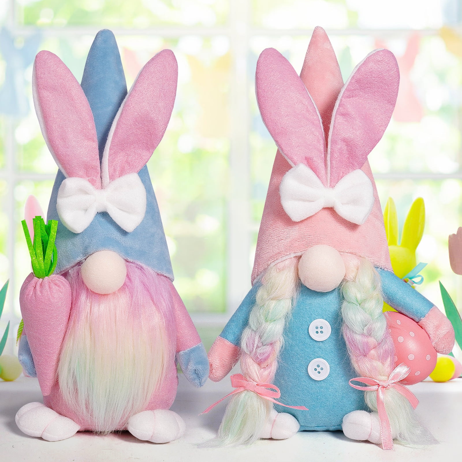 Dalrosia Easter Gnomes Plush for Easter Decorations, Faceless Easter Bunny Gnomes for Easter Decor Clearance Spring Gnomes Cute Easter Gifts