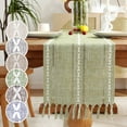 thumbnail image 1 of Dalrosia Farmhouse Table Runner Boho Style Linen 72 Inch Long, Handmade Rustic Table Runner with Tassels for Holiday Party Dining Room Kitchen,13“ x 72” Long Dresser Scarf, 1 of 5