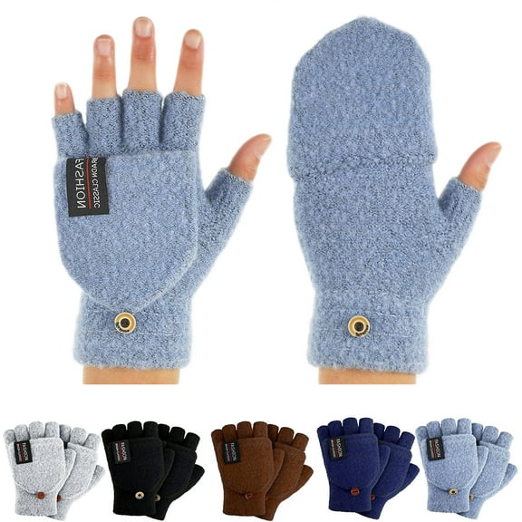 Dalrosia Fingerless Gloves for Women Winter Warm Mittens with Cover Convertible Knitted Mittens for Cold Weather