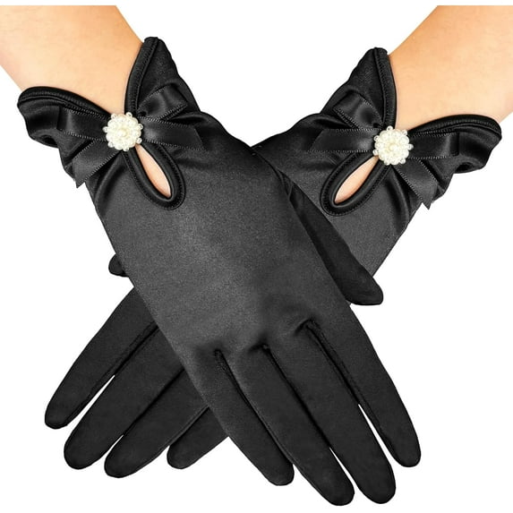 Dalrosia Floral Lace Gloves for Wedding Bridal Elegant Short Lace Gloves Wrist Lace Gloves for Opera Dinner Party