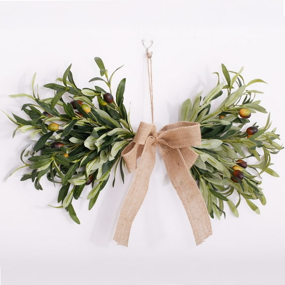 Dalrosia Front Door Faux Olive Leaf Wreath, Eucalyptus Leaf Wreath, Olive Branch Olive Fruit Wreath, Farmhouse Home Wall Window Porch Holiday Wedding Party Decorations, Green Wreaths