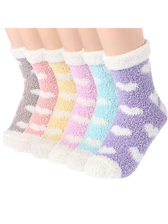 Fuzzy Socks for Women and Ladies, Warm Cozy Fluffy Socks Cute Winter Slipper Socks Thick Plush Bed Socks for Casual Home Sleeping