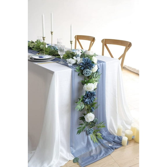 Dalrosia Gauze Table Runner 10ft Chiffon Like Wedding Table Runner for Bridal Shower Decorations Baby Shower