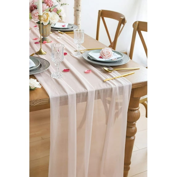 Dalrosia Gauze Table Runner 10ft Chiffon Like Wedding Table Runner for Bridal Shower Decorations Baby Shower