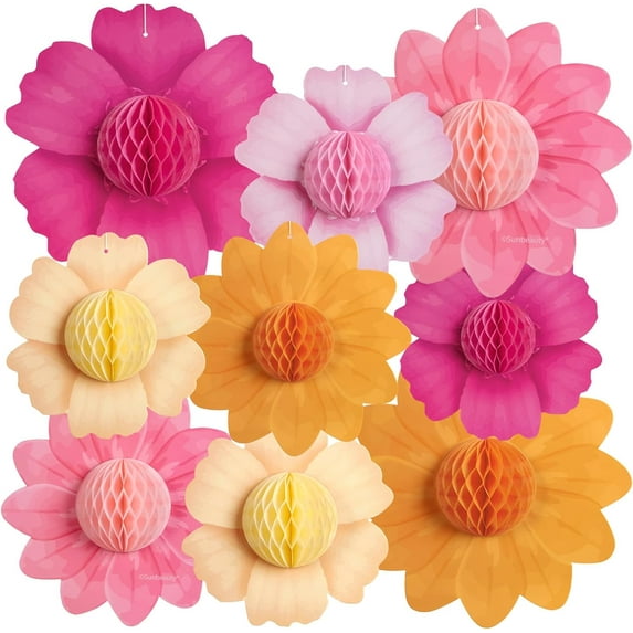 Dalrosia Giant Paper Flowers Honeycomb Balls for Party Pastel Hanging Decorations for Classroom Wall Birthday Wedding Backdrop Bridal Shower Decor