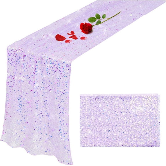Dalrosia Glitter Table Runner Sequin Table Runner for Christmas Baby Shower Wedding Birthday Party Ceremony Table Decorations, 12x72in