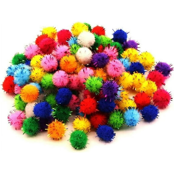 Dalrosia Glitter Tinsel Pom Poms Sparkle Balls for DIY Craft/Party Decoration/Cat (1CM 300PCS)