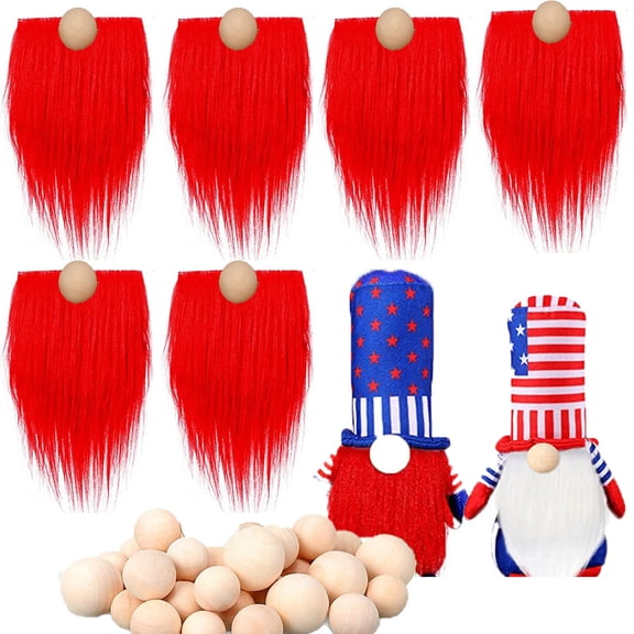Dalrosia Gnome Beards for Crafting, 6PCS Pre-Cut Christmas Gnome Beards and Noses for Crafts Christmas Valentine's Day Independence Day Handmade DIY Accessories