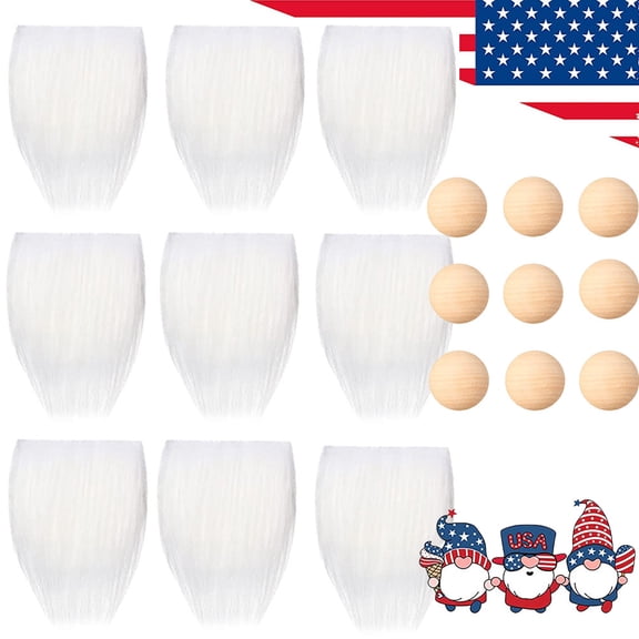 Dalrosia Gnome Beards for Crafting, 9PCS Pre-Cut Christmas Gnome Beards and Noses for Crafts Christmas Valentine's Day Independence Day Handmade DIY Accessories