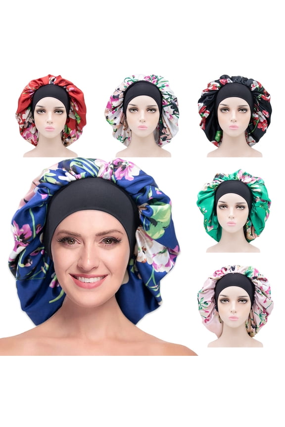 Hair Bonnets for Women Satin,Flower Shower Cap, Soft Elastic Band Sleep Cap, Elastic Band Sleep Cap for Beauty and Hair Care