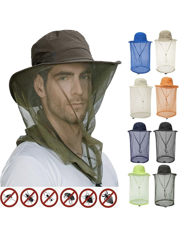 Head Net Hat, Nylon Mesh Veil Bucket Hat Safari Hat Sun Hat for Women Men Sun UV Protection Fishing/Gardening/Boating Outdoor