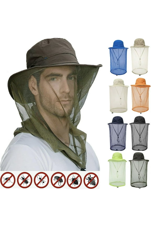 Head Net Hat, Nylon Mesh Veil Bucket Hat Safari Hat Sun Hat for Women Men Sun UV Protection Fishing/Gardening/Boating Outdoor