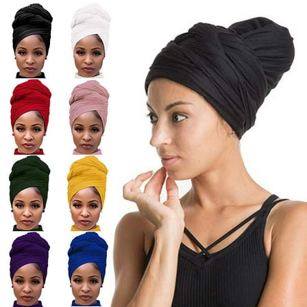 Dalrosia Head Wraps for Black Women African Head Wrap Lightweight for Women Long Plain Turban Hair Scarf Scarves