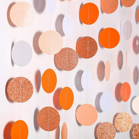 Dalrosia Holographic Paper Garland Shiny Iridescent Circle Dots Party Streamer Banner Backdrop Hanging Decorations, 13FT in Total