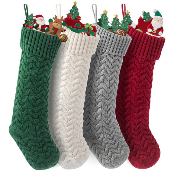 Dalrosia Knit Christmas Stockings, Large Cable Knitted Stockings, Country Rustic Holiday Indoor Decorations for Family