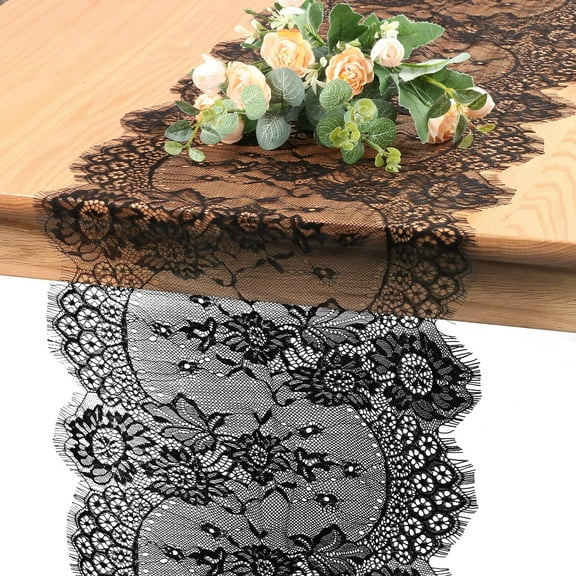 Dalrosia Lace Table Runner 13x120inch Table Runner for Wedding Table Overlay Floral Lace Table Runner Black Lace Classy for Rustic Boho Bridal Decorations Christmas Table Runner Vintage