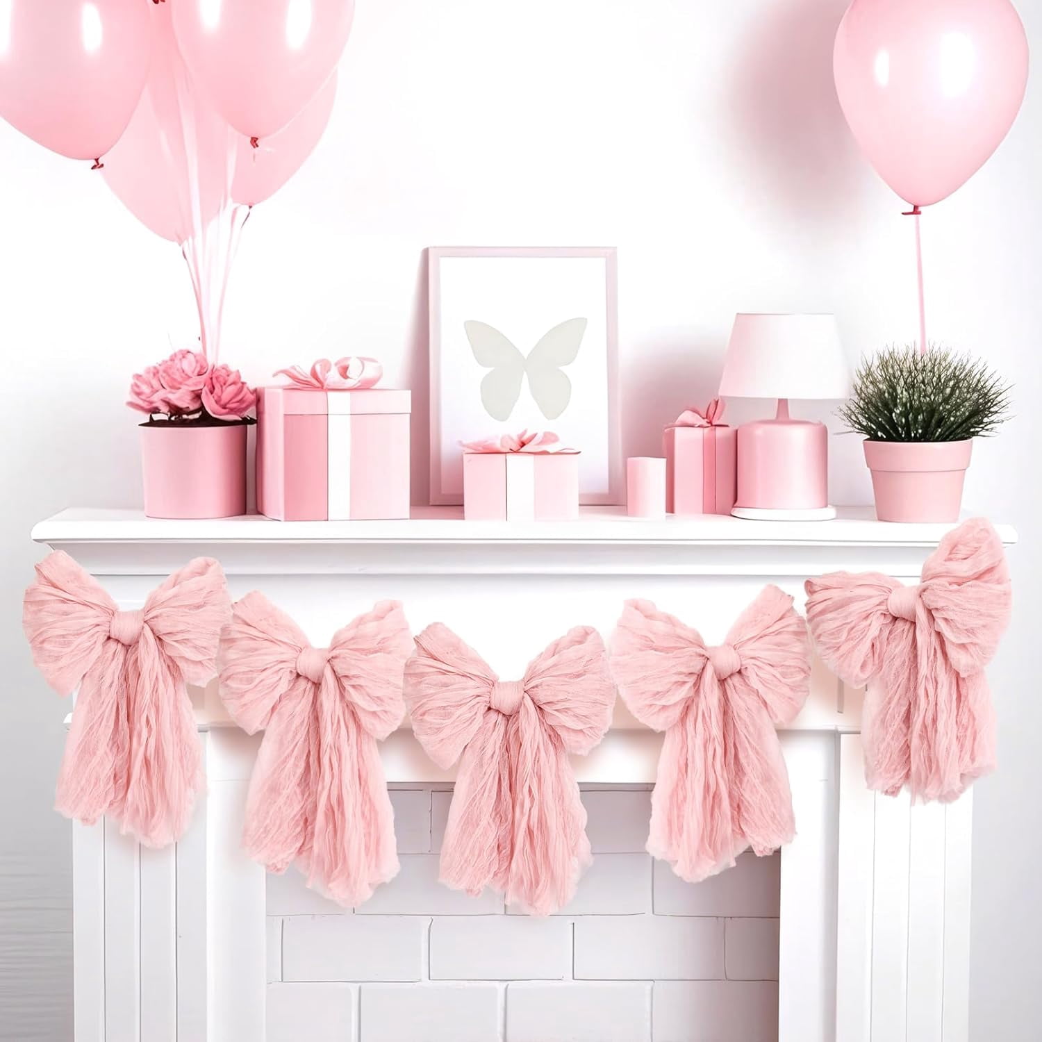 Dalrosia Large Bow Garland Banners for Coquette Birthday Party Decorations-Bow Themed Birthday Decor for Baby Shower Bridal Shower Bachelorette Party Wedding Favors Supplies