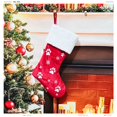thumbnail image 1 of Dalrosia Large Christmas Stockings Dog Paw Print Snowflake Pattern Hanging Stockings Red Green Christmas Decorations Gift Bag Hanging Ornament for Xmas Holiday Party Pet Home, 1 of 4