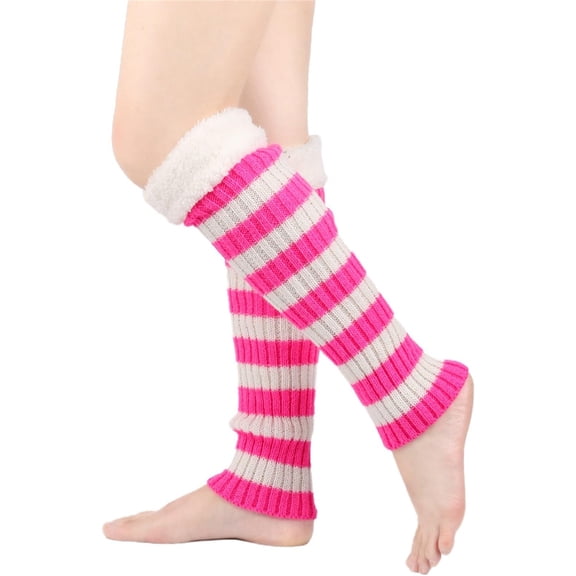 Dalrosia Leg Warmers for Women Girl Y2K Ribbed Striped Leg Warmer Trim Knitted Christmas Socks Fall Winter Streetwear