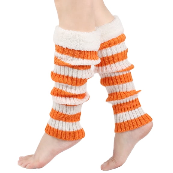 Dalrosia Leg Warmers for Women Girl Y2K Ribbed Striped Leg Warmer Trim Knitted Christmas Socks Fall Winter Streetwear