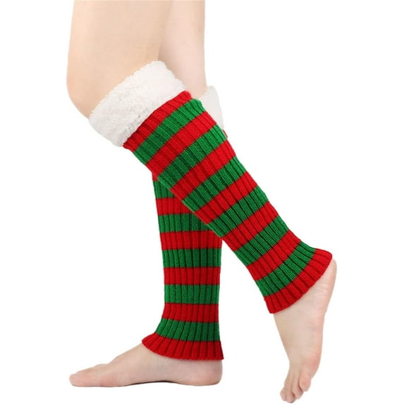 Dalrosia Leg Warmers for Women Girl Y2K Ribbed Striped Leg Warmer Trim Knitted Christmas Socks Fall Winter Streetwear