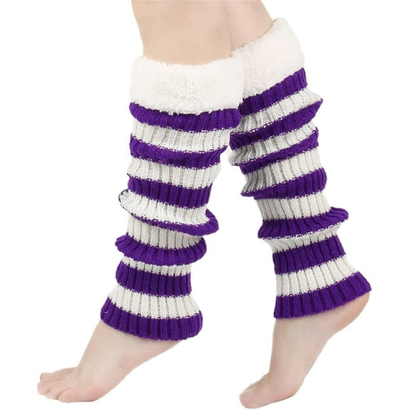 Dalrosia Leg Warmers for Women Girl Y2K Ribbed Striped Leg Warmer Trim Knitted Christmas Socks Fall Winter Streetwear