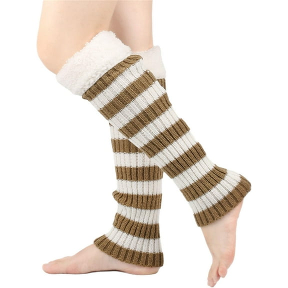 Dalrosia Leg Warmers for Women Girl Y2K Ribbed Striped Leg Warmer Trim Knitted Christmas Socks Fall Winter Streetwear