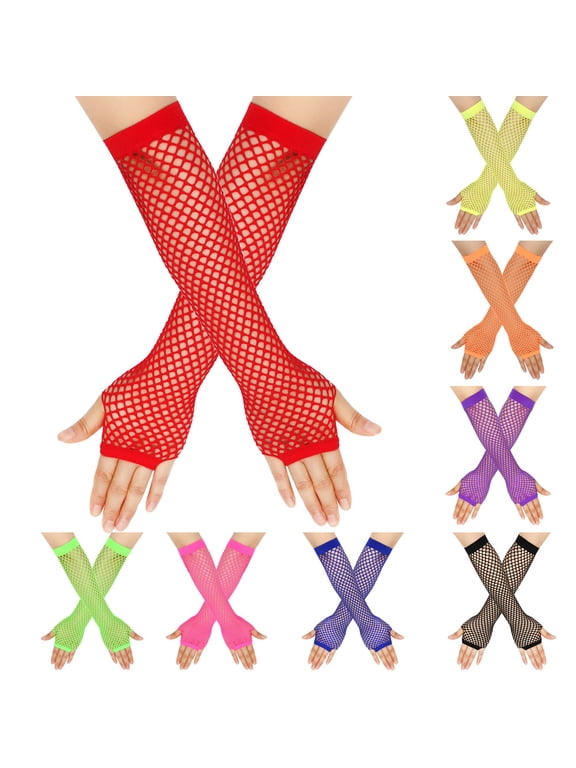 Lone Fishnet Gloves Fingerless For Women Fish Net Arm Sleeve Mesh Emo Goth Punk 80s Scene Accessories