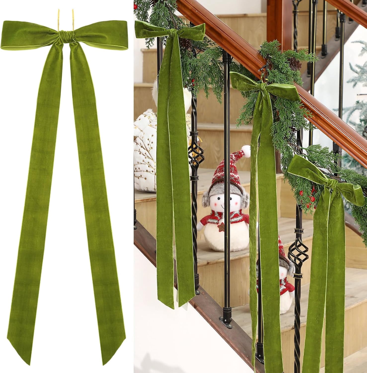 Dalrosia Long Velvet Bows Ornaments for Christmas Tree, Wreath, Garland ...