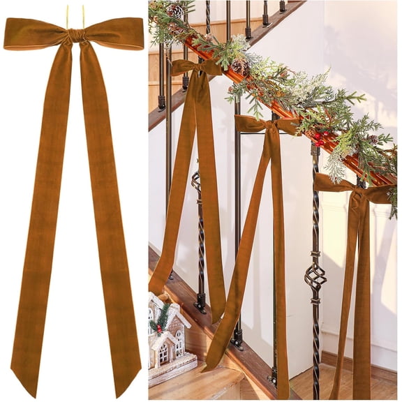 Dalrosia Long Velvet Bows Ornaments for Christmas Tree, Wreath, Garland, Swag, Staircase, Fireplace, Door
