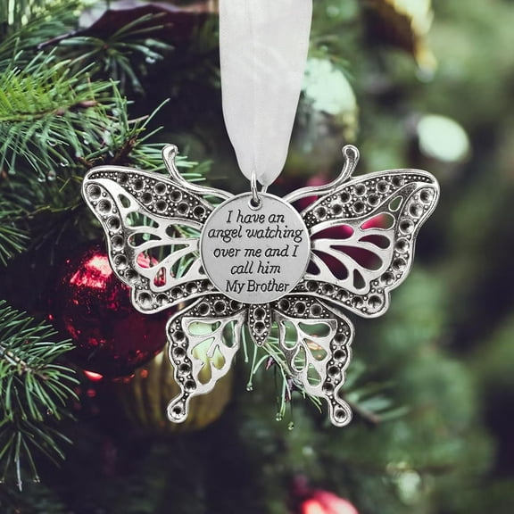 Dalrosia Memorial Ornaments Butterfly in Memory of Loved One Sympathy Gifts Christmas Tree Hanging I Have an Angel Watching Over Me Bereavement Gifts with Silk Ribbon