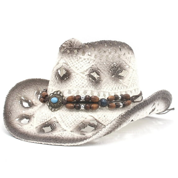 Dalrosia Mens Straw Cowgirl Cowboy Hat Women Floppy Packable Wide Brim Sun Hat UPF50 Western Panama Travel Beach Cap Fedora Bucket Hat