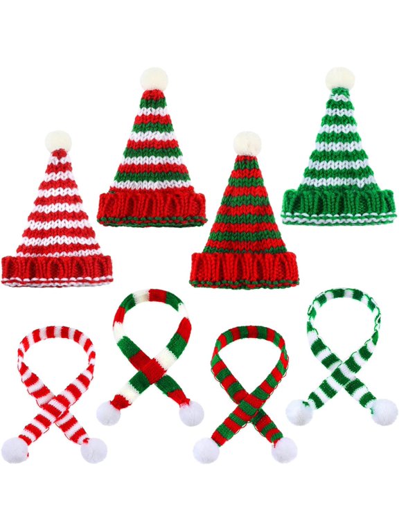 Mini Knit Hat Mini Christmas Scarf Set Mini Santa Hats for Crafts Mini Christmas Decorations for DIY Doll