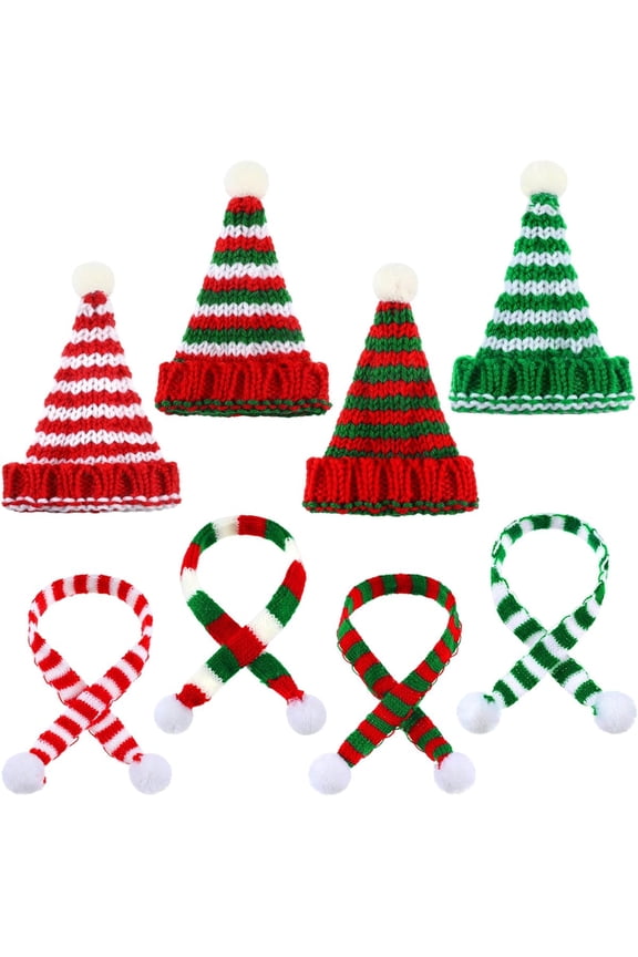 Mini Knit Hat Mini Christmas Scarf Set Mini Santa Hats for Crafts Mini Christmas Decorations for DIY Doll