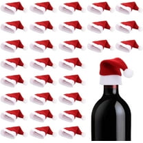 Dalrosia Mini Santa Hat Cup Bottles Cover, 30PCS Christmas Santa Hats Silverware Holders Xmas Silverware Holder for Cristmas Table Setting