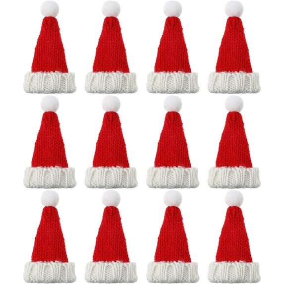 Dalrosia Mini Santa Hats for Crafts - Knit Christmas Hats, Tiny Wine Bottle Holders, Doll Hats, Table Decorations, Candy Covers