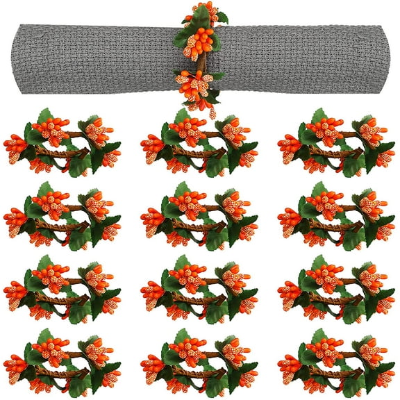 Dalrosia Napkin Rings Set of 12 Wreaths Berry for Christmas Halloween Valentine's Day Thanksgiving Day Party Banquet Table Decorations