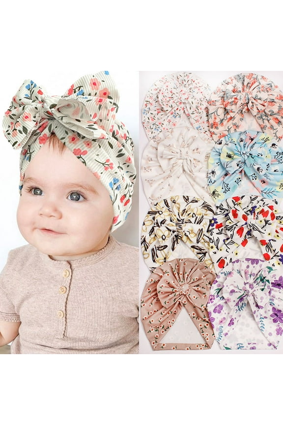 Newborn Baby Girl Hats with Bow Toddler Infant Beanie Cap Newborn Hospital Hats for Baby Girl Kid 0-24 Months