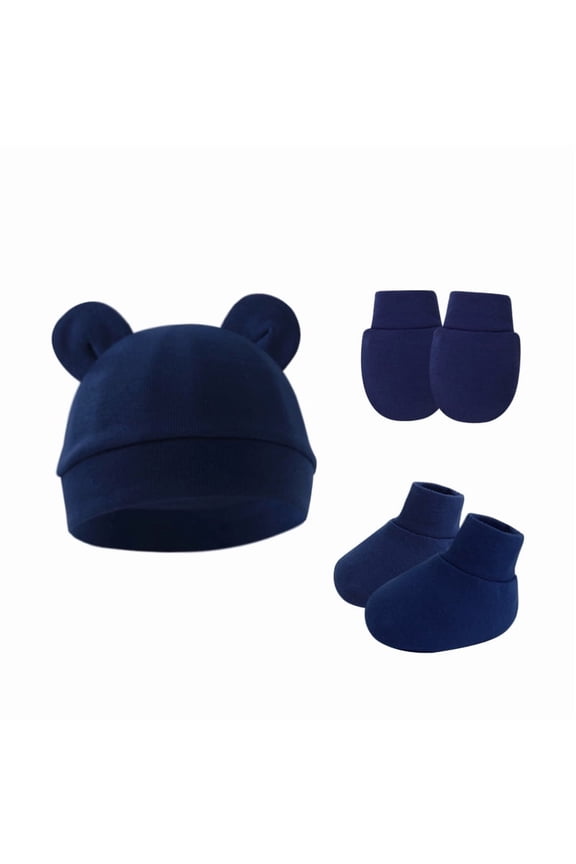 Newborn Hats Mittens and Socks Set Preemie Beanie Hat No Scratch Gloves and Ankle Socks for Infant Baby Boy Girl