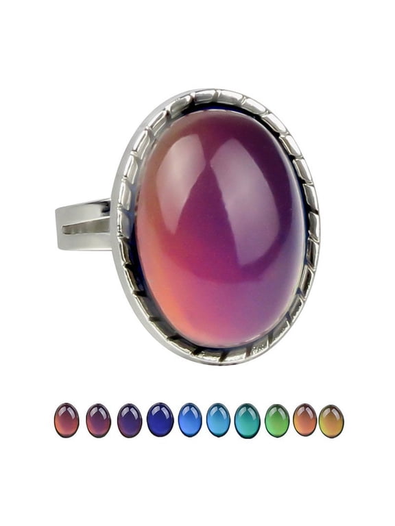Oval Color Changing, Mood Ring, Alloy