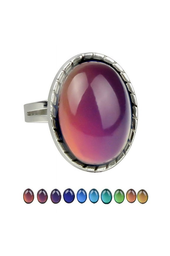 Oval Color Changing, Mood Ring, Alloy