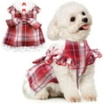 thumbnail image 1 of Dalrosia Plaid Dog Dress for Small Dogs Cats Bowknot Girl Dog Clothes with D-Ring Cute Princess Pet Puppy Dresses Spring Summer Pet Outfits for Chihuahua Yorkies Shih Tzu, 1 of 7