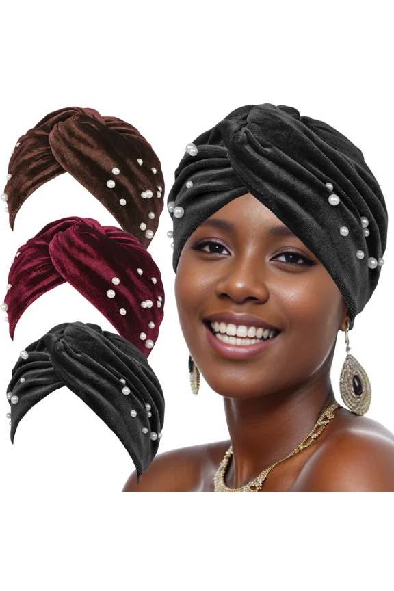 Dalrosia Pleated Stretch Ruffle Women's Velvet Chemo Turban Hat Wrap Cover