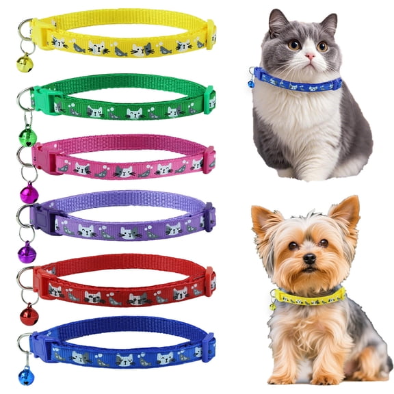 Dalrosia Puppy Collars with Bell, Adjustable Puppy ID Collars Soft Nylon Whelping Collars for Newborn Little Pets