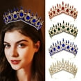 thumbnail image 1 of Dalrosia Queen Crown for Women, Wedding Tiara for Bride, Gold Princess Tiara, Quinceanera Pageant Crown Diadem, Crystal Headpiece for Birthday Prom Pageant Halloween, 1 of 5