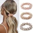 thumbnail image 1 of Dalrosia Rhinestone Hair Ties Champagne Pearl Ponytail Holder Hair Elastic BandsHair Scrunchies Hair Accessories for Women and Girls, 1 of 6