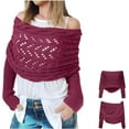 thumbnail image 1 of Dalrosia Scarf with Sleeves For Women, 2024 New Women’s Knitted Cut-Out Shawl Poncho Wrap, Knitted Cable Wrap, Shrugs for Women, 1 of 1