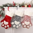 thumbnail image 1 of Dalrosia Sequin Christmas Pet Stockings Cat Dog Paw Pattern Fireplace Hanging Stockings for Christmas Fireplace Tree Decor, 1 of 5
