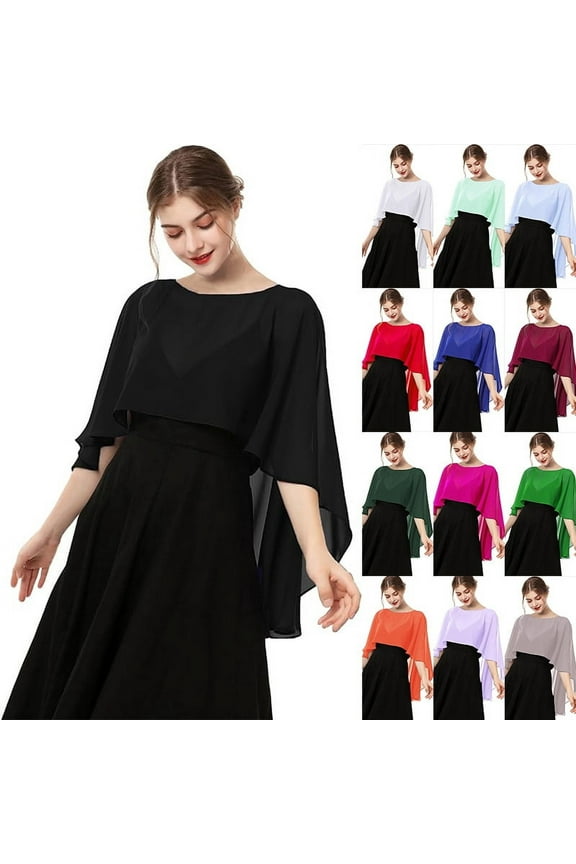Sheer Chiffon Capes Soft Capelets for Women, Lightweight Shawls and Wraps for Evening Party Dress Cover Up