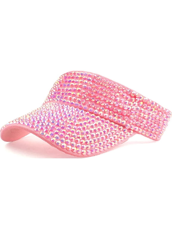 Shiny Rhinestones Sport Sun Visor Adjustable Summer Cap Visor Caps for Women Men